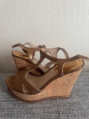 Vince Camuto Wedge Sandals in Metallic Bronze